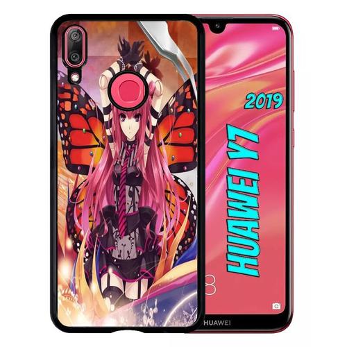 Coque Pour Huawei Y7 2019 - Fille Manga Rose - Noir