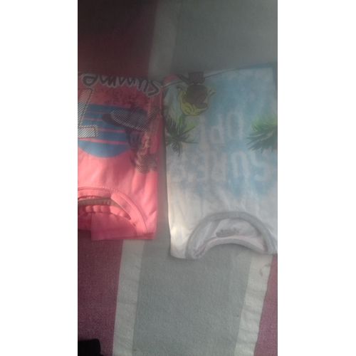 Lot De 2 Tee Shirt Garçon 12/14 Ans Plage Surfeur