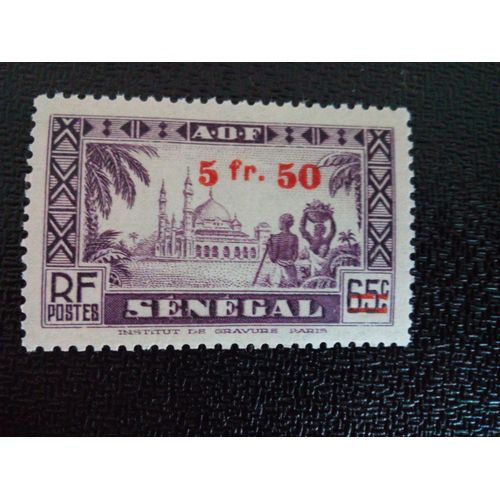 Timbre Senegal Yt 193 Mosquée Djourbel 1935 Timbres Surtaxés 1944 ( 211012 )