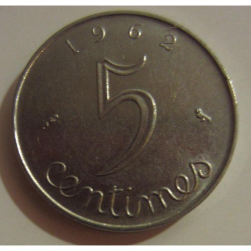 Pièce France 5 Centimes De Francs À L'épi Type Épi 1962