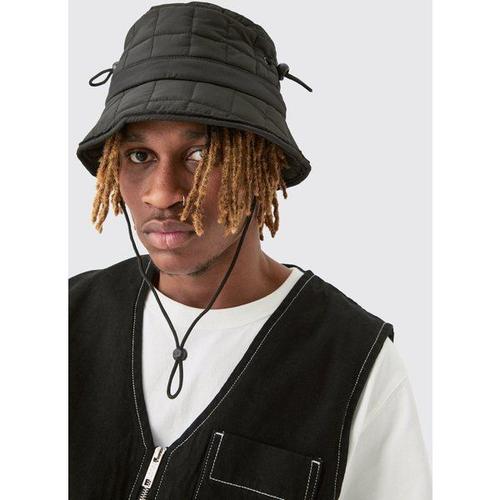 Quilted Nylon Bucket Hat Homme - Noir - One Size, Noir