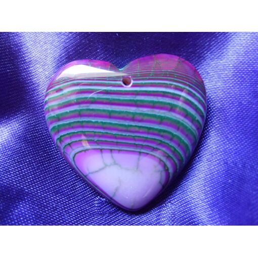 Pendentif Coeur En Agate Bleue Et Rose - Veines De Dragon, 4.5 Cm - Lot 1946 - Neuf Sans Emballage