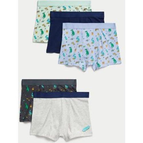 Lot De 5 Boxers En Coton Extensible À Motif Dinosaure (Du 3 Au 8 Ans) - Multicolore