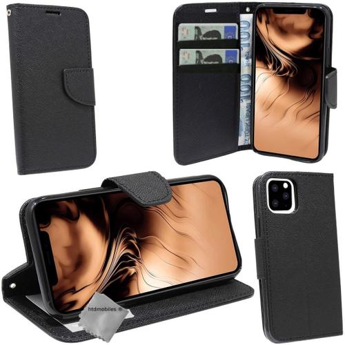 Housse Etui Coque Pochette Portefeuille Pour Apple Iphone 11 Pro + Film Ecran - Noir / Noir