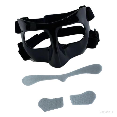 Masque De Basket-Ball, Protège-Nez Pour Hommes, Femmes Et Adultes, Sangle Élastique, De Basket-Ball, Protection Faciale Pour Les Autocollant Transparent Noir