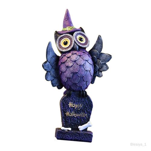 Collection de statues de hibou, ornement de bureau pour Halloween, violet