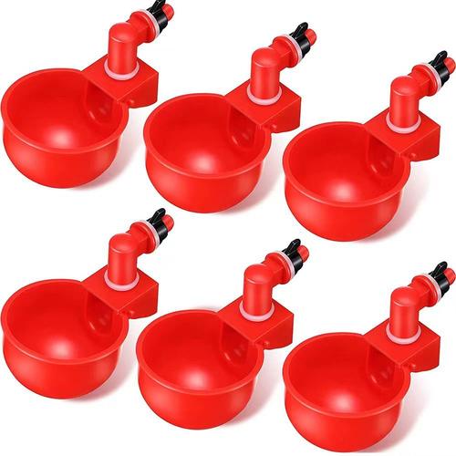 6pcs Abreuvoir automatique de poulet Abreuvoir automatique de poulet Abreuvoir de volaille Outil d'abreuvoir de volaille en plastique rouge pour poulet, canard, volaille, oiseaux