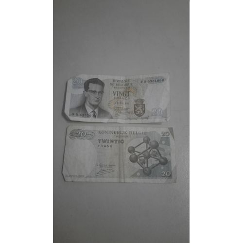 2 Billets 20 Francs Belge 1964
