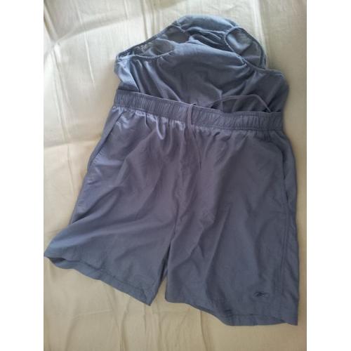 Short Mi-Long Gris Souris Reebok Taille Xl 100 % Polyester Avec Filet Intérieur & Lien De Serrage