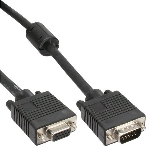 InLine 17705B câble VGA 0,5 m VGA (D-Sub) Noir - Câbles VGA (0,5 m, VGA (D-Sub), VGA (D-Sub), Noir, Male Connector/Female Connect