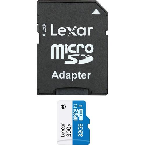 Lexar LSDMI32GBB1EU300A Carte mémoire Micro SDHC UHS-I 300 x 45 Mo/s avec Adaptateur SD 32 Go