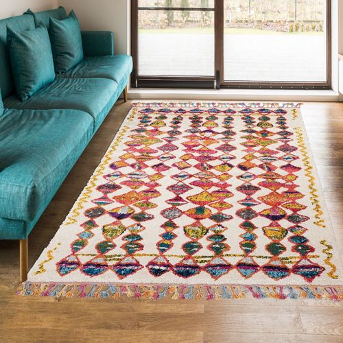 Tapis Berbère 120x170 Tissé Motifs Tribaux Lyn5 Ourika Multicolore