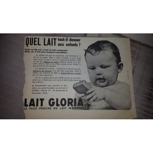 Ancienne Publicite Papier Pour Le Lait Gloria Issue D Une Revue De 1955 Rakuten