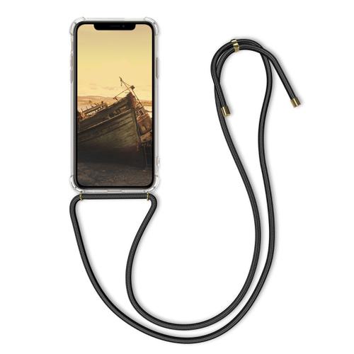 Kwmobile Coque Liseuse Compatible Avec Apple Iphone 11 Pro Max - Étui De Protection À Rabat En Simili Cuir - Transparent-Noir