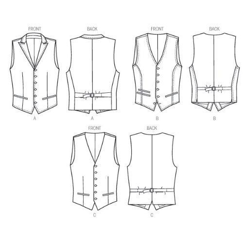 Vogue Patterns V8987 Muu 34/36/38/40 Gilet Pour Homme Multicolore