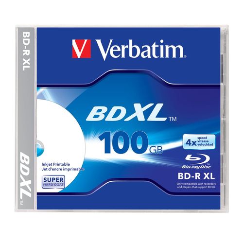 VERBATIM BD-R XL 100 GB 4X 100 Go 1 pièce(s) - Disques Vierges Blu-Ray (BD-R, 100 Go, 120 mm, 4X, Coffret à  Bijoux, 1 pièce(s))
