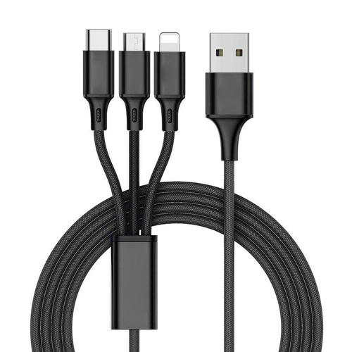 Câble Multi USB 3 en 1 Multi Chargeur USB Câble en Nylon Tressé