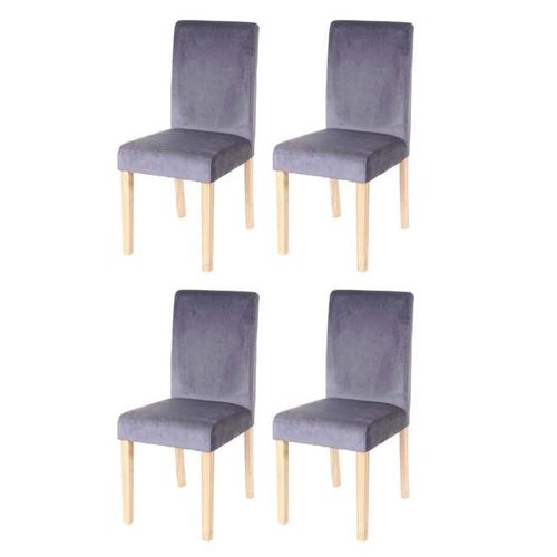 Lot De 4 Chaises De Salle À Manger Littau, Velours Gris, Pieds Clairs