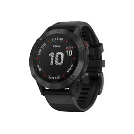Garmin fenix 6 Pro - 47 mm - noir - montre de sport avec bracelet - silicone - noir - taille du poignet : 125-208 mm - affichage 1.3&quot; - 32 Go - Bluetooth, Wi-Fi, ANT+ - 60 g