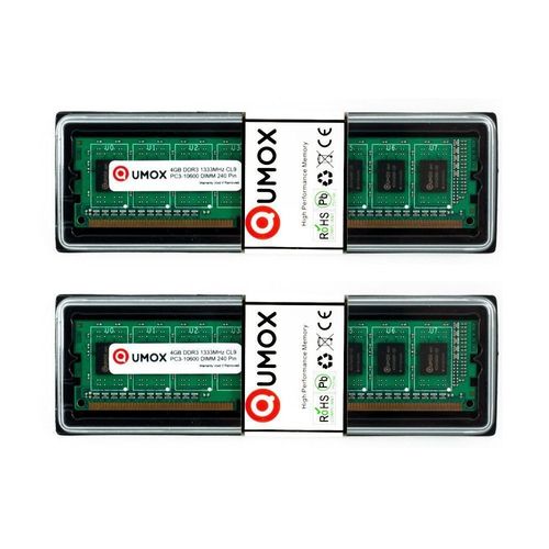 QUMOX 8 Go (2x 4 Go) PC3-10600 DDR3 1333 (240 PIN) DIMM MéMOIRE