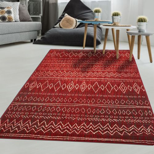 Tapis Berbère 80x150 Tissé Motifs Tribaux Lyn1 Berbi Rouge