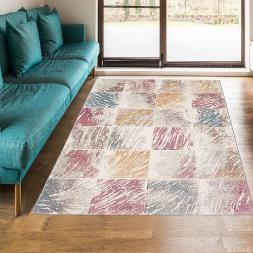 Tapis Chambre 80x150 Tissé Multicolore Rectangle Motif Géométrique Pasty