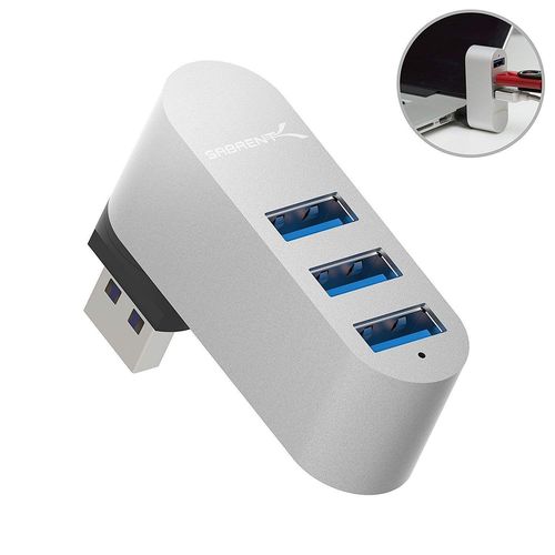 Sabrent Premium 3 Ports Aluminium Mini USB 3.0 Concentrateur Rotatif [90 ° / 180 ° Degré Rotatif] (HB-R3MC)