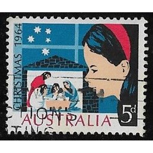 Timbre DAustralie N°307 Y & T 5 P. Multicolore Noël L'enfant Et La Crèche