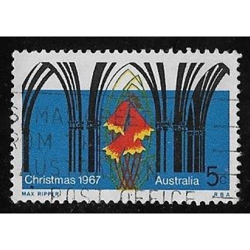 Timbre DAustralie N°362 Y & T 5 C. Multicolore Noël Arches Gothiques Et Fleur