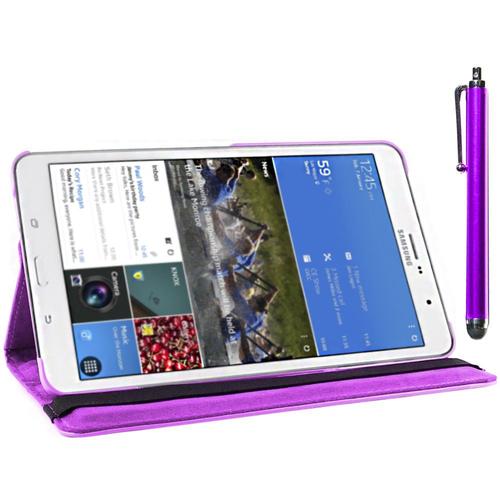 Ebeststar ® Housse Coque Etui Pu Cuir Rotatif Support Rotation 360° + Film + Stylet Pour Samsung Galaxy Tab Pro 8.4 Sm-T320, Couleur Violet