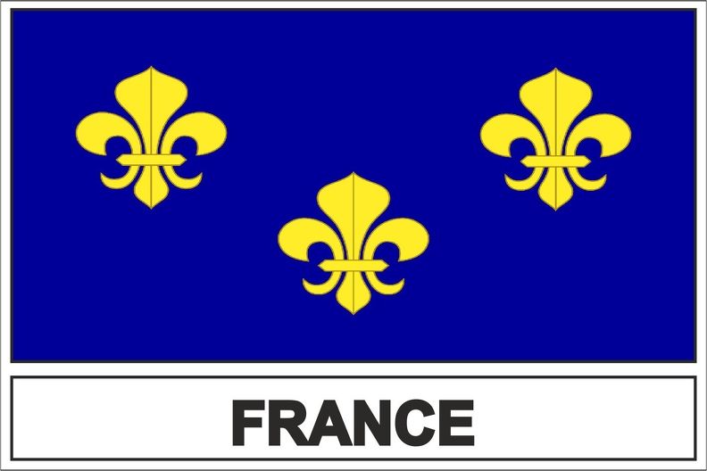Set de 4 drapeau fleurs de lys jaune symbole royauté drapeau royaume de  France Renaissance autocollant