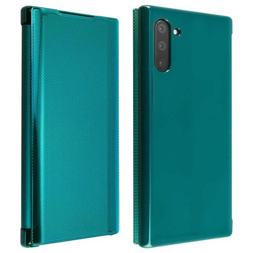 Étui Galaxy Note 10 Chromé Strié Clapet Translucide Rigide Fin Léger - Vert