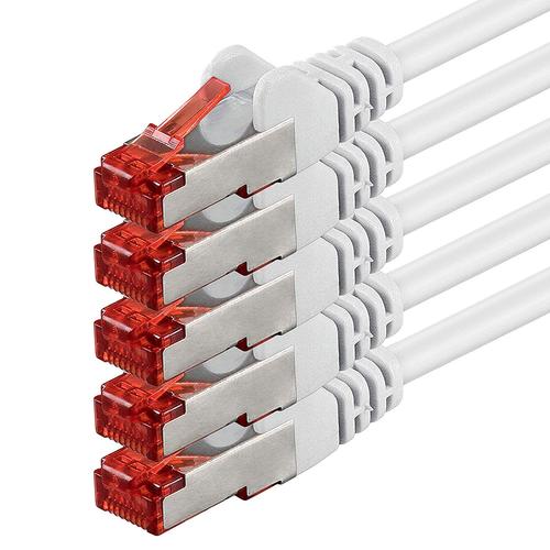 0,25m - Blanc - 5 pièces - CAT6 Câble Ethernet Set - Câble Réseau RJ45 10/100 / 1000 Mo/s câble de Patch LAN Câble |Cat 6 S-FTP P