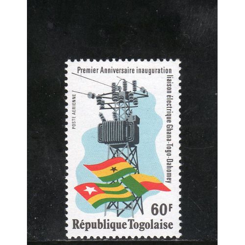 Timbre De Poste Aérienne Du Togo (1er Anniversaire De La Liaison Électrique Ghana-Togo-Dahomey)