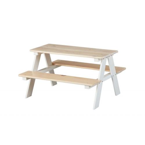 Paris Prix - Table & Banc Enfant "Henning" 90cm Blanc & Naturel