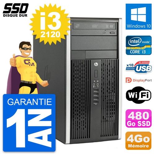 PC Tour HP Compaq Pro 6300 CMT Intel i3-2120 RAM 4Go SSD 480Go Windows 10 Wifi