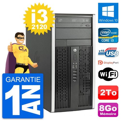 PC Tour HP Compaq Pro 6300 CMT Intel i3-2120 RAM 8Go Disque 2To Windows 10 Wifi