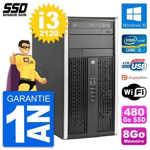 PC Tour HP Compaq Pro 6300 CMT Intel i3-2120 RAM 8Go SSD 480Go Windows 10 Wifi