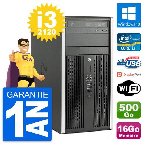 PC Tour HP Pro 6300 CMT Intel i3-2120 RAM 16Go Disque Dur 500Go Windows 10 Wifi