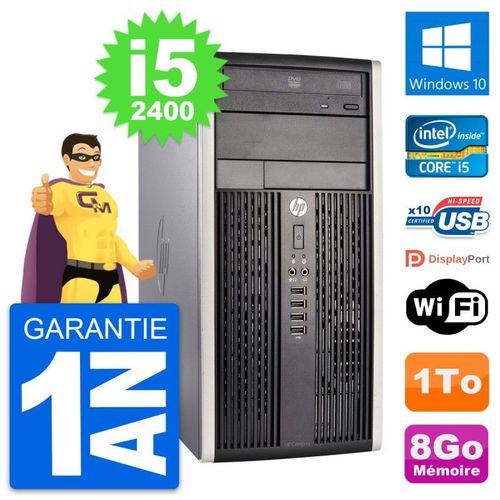 PC Tour HP Compaq Pro 6300 CMT Intel i5-2400 RAM 8Go Disque 1To Windows 10 Wifi