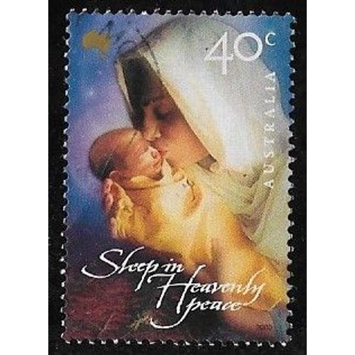 Timbre DAustralie N°1899 Y & T 40 C. Multicolore Et Or Noël 2000 La Vierge Et L'enfant