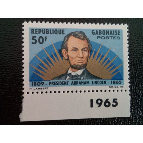 Timbre Gabon Yt 185 Centenaire De La Mort D'abraham Lincoln 1965 ( 071012 )