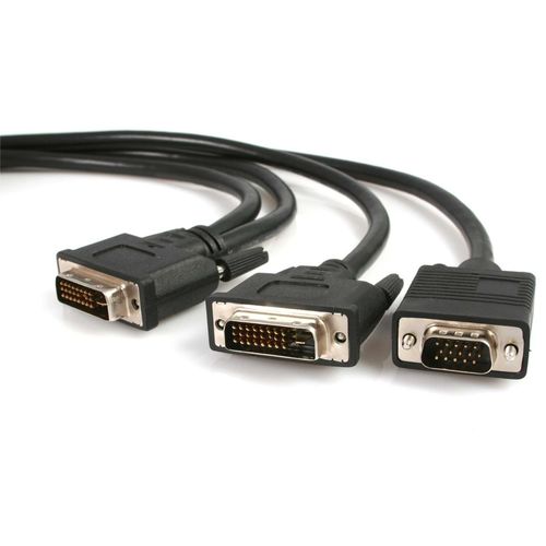 StarTech.com Câble répartiteur en Y DVI-I (M) vers DVI-D (M) et VGA (M) de 1,8m - Splitter vidéo DVI vers DVI / HD15 - Noir