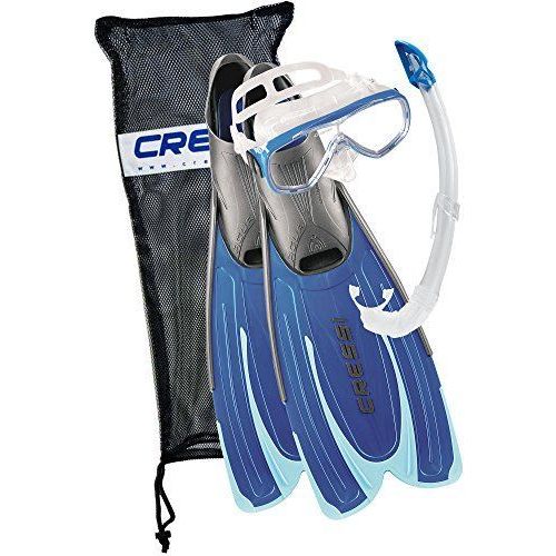Cressi Sub S.P.A. Agua Bag Ensemble Plongée/Natation Palmes-Masque-Tuba Avec Sac Mixte Enfant, Bleu, 37/38