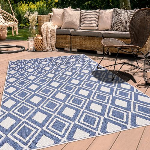 Tapis Extérieur, Kilim Reversible 60x110 Lyn2 Y Reversible Bleu