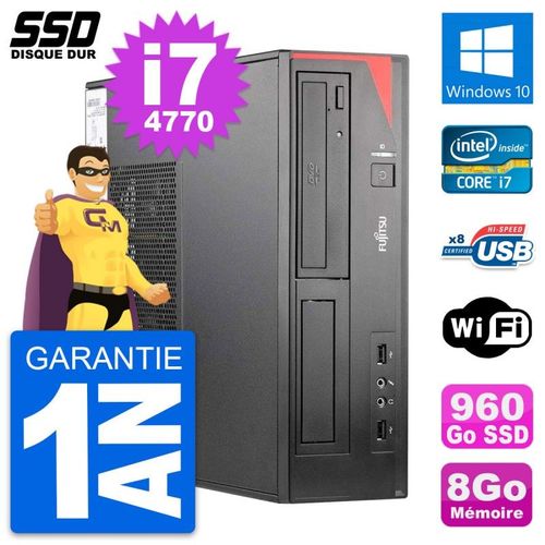 PC Fujitsu Esprimo E520 E85+ DT Intel i7-4770 RAM 8Go SSD 960Go Windows 10 Wifi
