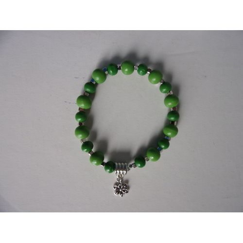 Lot De 3 Bracelets Élastiques Argentés Perles En Bois