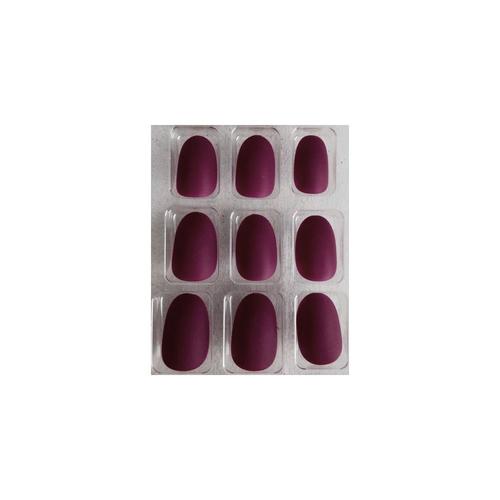 Faux Ongles + Adhésifs - Bout Arrondi - Bordeaux Mat 