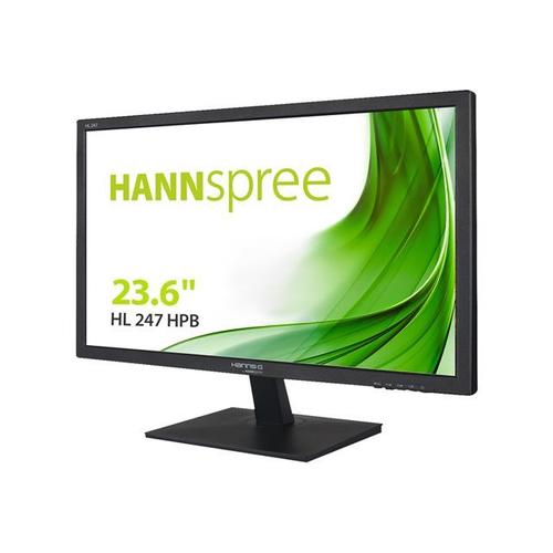 HANNS.G - HL Series - écran LED - 23.6" - 1920 x 1080 Full HD (1080p) @ 60 Hz - 250 cd/m² - 1000:1 - 5 ms - HDMI, DVI-D, VGA - haut-parleurs - noir (couvercle arrière)