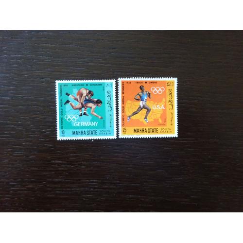 Timbres Aden Protectorat Mahra State Neufs 1968. Jeux Olympiques Grenoble 1968.